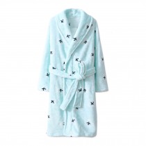 Kids Self Tie Soft Plush Bathrobe Pajamas for Boys Girls Winter Bath Homewear, Blue Love Bow