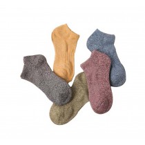 Men's Loop Pile Fabric Boat Socks Low Cut No Show Socks 5 pairs (E)