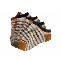 Men's Loop Pile Fabric Boat Socks Low Cut No Show Socks 5 pairs (C)