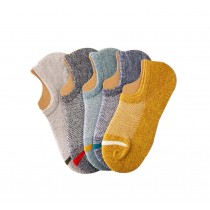 5 pairs Men's Combed Cotton Boat Socks Antiskid Low Cut No Show Socks (B)