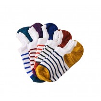 5 pairs Men's Combed Cotton Boat Socks Antiskid Low Cut No Show Socks (F)