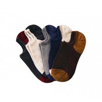 5 pairs Men's Combed Cotton Boat Socks Antiskid Low Cut No Show Socks (G)