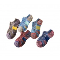 Men's Cotton Boat Socks Comfort Four Seasons No Show Socks, 5 pairs (Style 1)