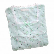 [Green Stripe] Cotton Maternity Pajamas Set Nightwear Breastfeeding Pajamas