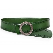 Hollowed-out Design GREEN Leather Cinch Belt Waistband Apparel Belts