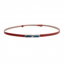 Red Skinny Belt Leather Waist Belts Decorated Slender Waist Belt For Female