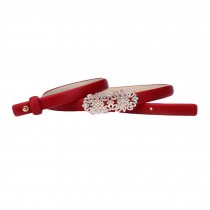 Fashion Red Rhinestone Decorated Slender Waist Belts Leather Belt Skinny Belts