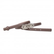 Elegant Fashion Brown Rhinestone Slender Waist Belts Leather Belt Skinny Belts