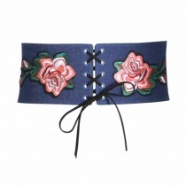 Waist Band Corset Belt Obi Belts Lace-up Wide Waistband Embroidery Denim Belts