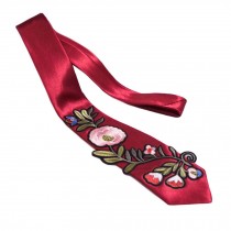 Women Embroidery Neckties Casual Neckties Red Ties Polyester Silk Neckties Scarf