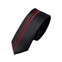 Mens Polyester Skinny Neckties Wedding/Party/Leisure Necktie Black/Red 5cm