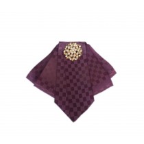 Professional Neckties for Women Compact Wear Ties(Rhombus Purple Grid Pattern)