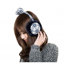 Fashion Floral Lace Earmuff Faux Fur Deep Blue Ear Protect