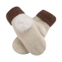 WHITE,Lovely Warm Fingerless Gloves Woollen Gloves Fashionable Mitten for Women