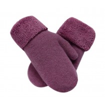 Warm Fingerless Gloves Woollen Mitten Lovely Winter Gloves for Girl,Light Purple