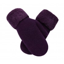 Warm Fingerless Gloves Woollen Mitten Lovely Winter Gloves for Girls,PURPLE