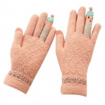 Cute Cartoon Gloves/Knitted Woolen Gloves/Fingers Gloves for Girls/PINK