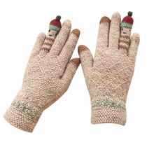 Cute Cartoon Gloves/Knitted Woolen Gloves/Fingers Gloves for Girls/BROWN