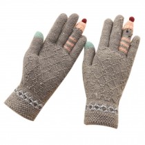 Cute Cartoon Gloves/Knitted Woolen Gloves/Fingers Gloves for Girls/ GREY