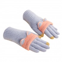 Winter Fashion Gloves/Knitted Woolen Gloves for Girls/Cute Cartoon Gloves/BLUE