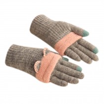 Winter Fashion Gloves/Knitted Woolen Gloves for Girls/Cute Cartoon Gloves/ GREY