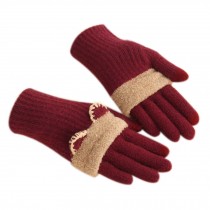 Winter Fashion Gloves/Knitted Woolen Gloves for Girls/Cute Cartoon Gloves/ RED