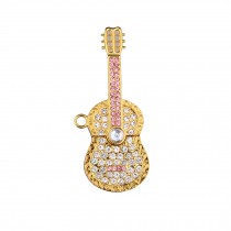 Gold Crystal Violin 32GB USB Flash Drive Guitar with Jewelry USB 2.0 Flash Disk