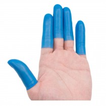 100 Pcs Latex Rubber Fingertips Protective Finger Cots Disposable Finger Gloves for Repair Work Painting Crafting, Blue