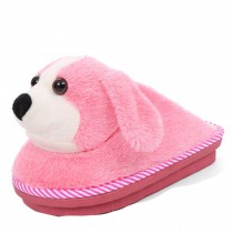 Winter Children Cartoon Doggie Warm Home Cotton Slippers Without Heels, Pink