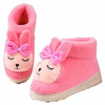 Winter Cartoon Shy Rabbit Warm Home Cotton Slippers Shoes With Heels, Pink