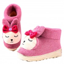 Winter Cartoon Shy Rabbit Warm Home Cotton Slippers Shoes With Heels, Purple