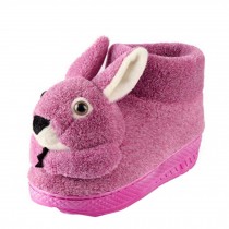 Winter Cartoon  Rabbit Head Warm Home Cotton Slippers Shoes With Heels, Purple