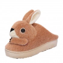 Winter Cartoon  Rabbit Head Warm Home Cotton Slippers Shoes With Heels, Apricot