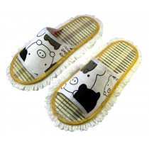 Lovely Animal Microfiber Magic Cleaning Slippers, Coffee Pig, Feet Length 26CM