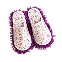 Floral Microfiber Cleaning Slippers, Purple