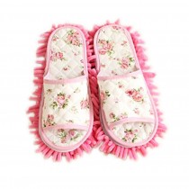 Floral Open toe Microfiber Cleaning Slippers, Pink