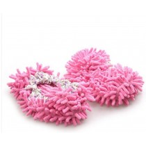 Multi-Function Chenille Fibre Washable Dust Mop Slippers-Pink