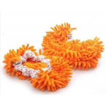Multi-Function Chenille Fibre Washable Dust Mop Slippers-Orange