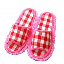 High Quality Microfiber (Women) Magic Cleaning Slippers, Red Grid