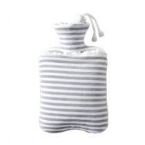 Portable Hot Water Bottle with Cozy Plush Cover for Hot and Cold Therapy Pain Relief, Gray Stripes