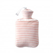 Portable Hot Water Bottle with Cozy Plush Cover for Hot and Cold Therapy Pain Relief, Pink Stripes