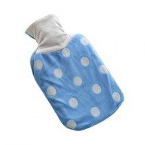 Hot Water Bottle with Plush Cover for Hot and Cold Therapy Pain Relief, Blue Grey Dot