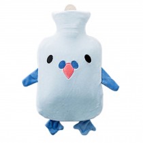 Cute Bird Hot Water Bottle with Soft Plush Cover 1 Liter for Hot and Cold Therapy Pain Relief, Blue