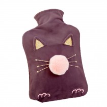 Hot Water Bottle with Lovely Plush Cover for Hot and Cold Therapy Pain Relief 1 Liter Dark Purple
