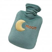 1 Liter Hot Water Bottle for Hot and Cold Therapy with Soft Plush Cover, Green Moon