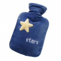 1 Liter Hot Water Bottle for Hot and Cold Therapy with Soft Plush Cover, Blue Star