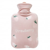 1 Liter Hot Water Bottle for Hot and Cold Therapy with Soft Plush Cover, Strawberry