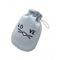 Blue Cute Hot Water Bottle With Comfortable Cloth Cover Portable, 22*12cm