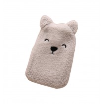 Khaki Cute Hot Water Bottle With Comfortable Flannel Cover Portable, 22*15cm