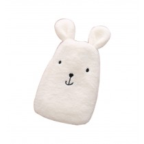 Beige Cute Hot Water Bottle With Comfortable Flannel Cover Portable, 22*15cm
